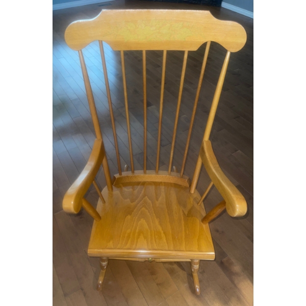 Oak Laminated Beech Rocking Chair w/ Faux House Plant Orchid 24x20x44