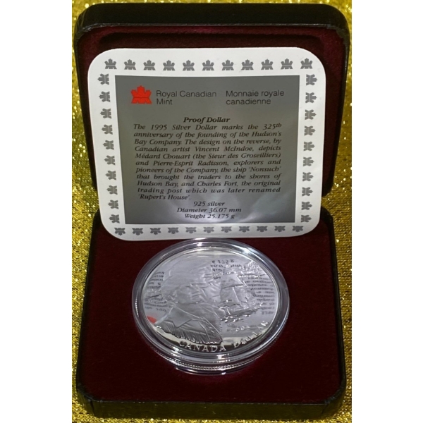  1995 325th Anniversary of the Hudson's Bay Company 92.5% Silver Coin, 25.175 grams