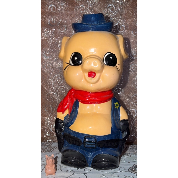 Pig Utensil Jar and Mini Pig Figurine