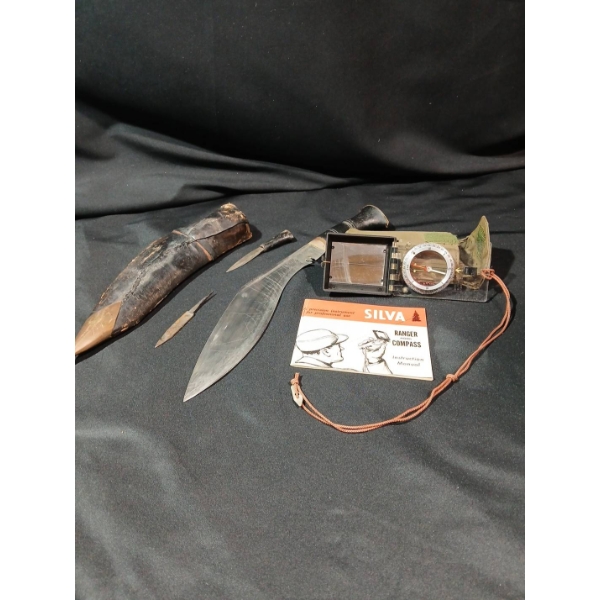 Vintage Kukri with Two Smaller Knives, Casing