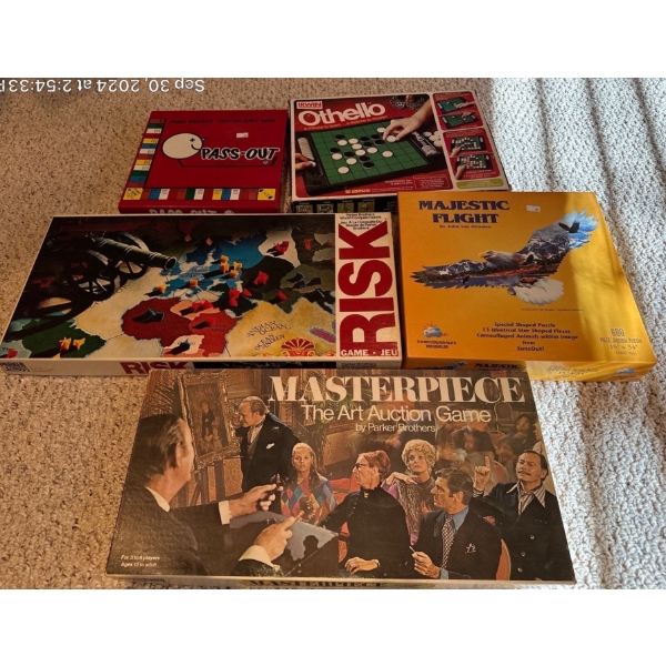 Othello, Pass Out, Majestic Flight Puzzle, Risk Masterpiece