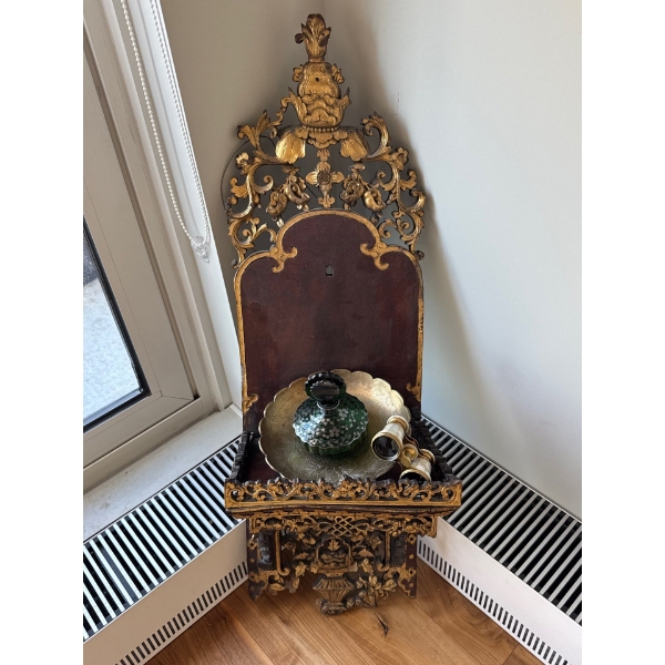 Antique Gold Gilt Shelf 39T w/ Opera Specs & Spearmint Decanter