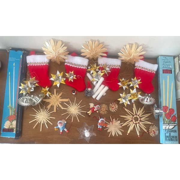 German Style Tree Dressings - Straw Trinkets Small Stockings Taper Candles & more