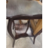 Image 4 : Wood Swivel Desk Chair on Castors 22 1/2 w 27 l 33 h. Dark Wood Side Table 22 w 20 1/2 l 30 h