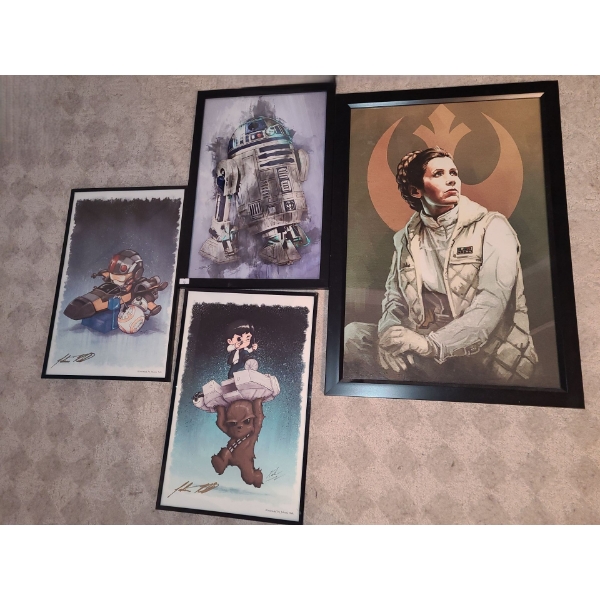 Star Wars Reproduction Art Prints Featuring: R2- D2, Princess Leia, and Other Characters