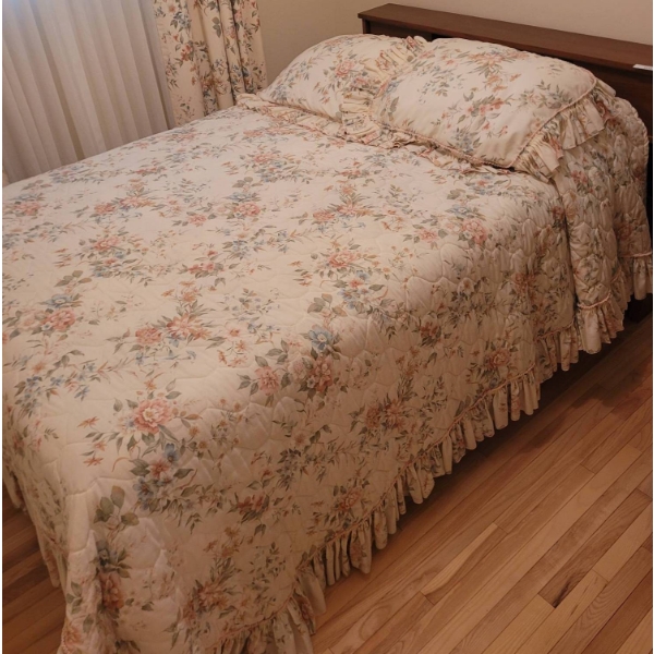 Double Bed with Wooden Headboard Featuring Integrated Storage