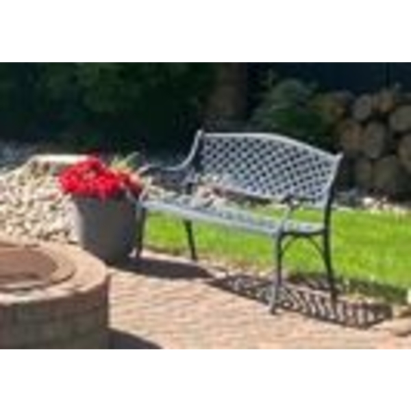 Metal Garden Bench In Summer - Currently Under Snow