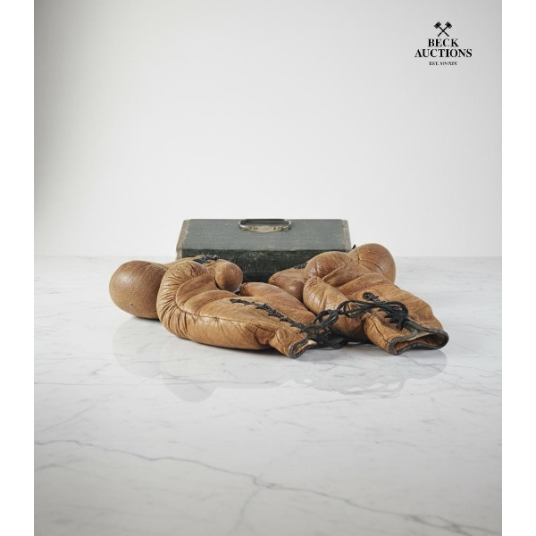 Pair Of Vintage Leather Boxing Gloves, Antique CLARK HEATER 