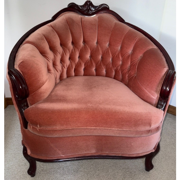Stunning Antique Velvet Tufted Parlor Chair 36x31x35