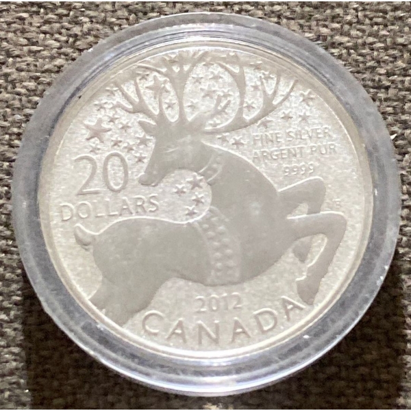 2012 Canada $20 Magical Reindeer Fine Silver Coin 7.96 Grams 99.99% Silver