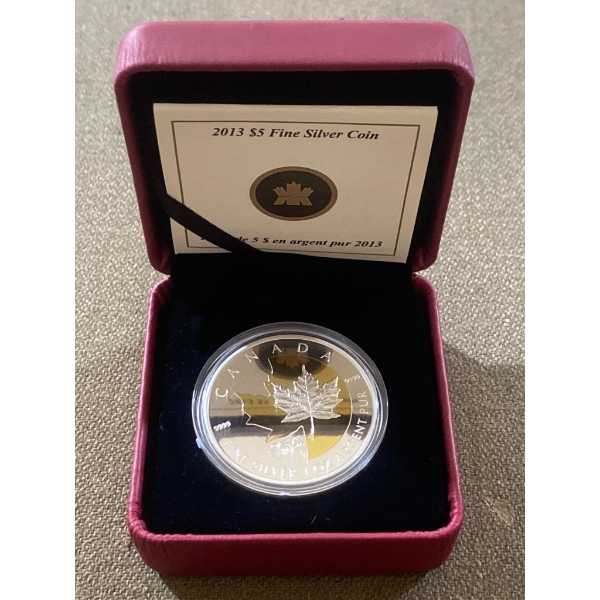 2013 Canada $5 Fine Silver Coin, Shadowleaf Design, 1oz, Proof Quality
