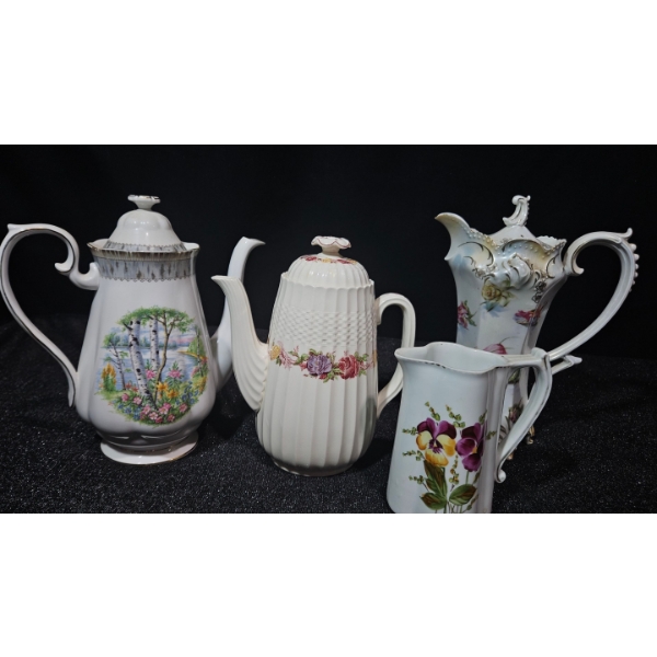 Set of Antique Porcelain and Bone China Teapots