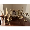 Image 1 : Collection of brass candle holders book end bird sculptures, and a brass picture frame