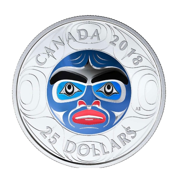 2018 $25 Ultra - High Relief Coloured Ancestor Moon Mask - Pure Silver Coin
SKU: 165636