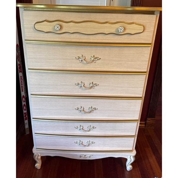 French Provincial Style Gilded Dresser -  30W, 16.5D, 46T 