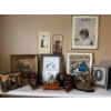 vintage wolf book ends a beautiful brass ram sculpture, cool antique pictures and two early 1900s mu