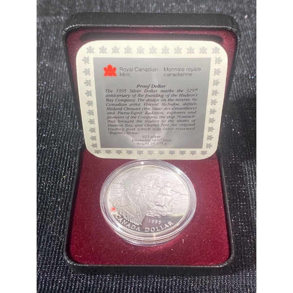 325th Anniversary of the Founding of the Hudson's Bay Company Dollar 92.5% Silver 25.175 Grams