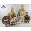 Image 1 : Pair Of Porcelain Monkey Dolls Dressed In Elaborate 18th-Century Style Costumes With Lace And Fine F