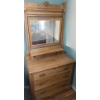 Image 1 : Eastlake Antique 3 Drawer Wooden Dresser with Attached Mirror (Faux Locks) 36 w 16 d 71 h