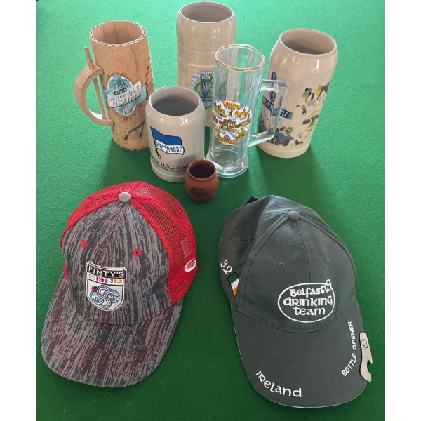 Belfast Drinking Team Cap, Pinty's Ball Cap & Collectible Bar Mugs