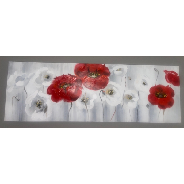 Large Floral Design Art - Oil on Canvas 59x19 Artist Unknown
