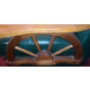 Image 4 : Vintage Green Vinyl Seat Rocker w/ Wood Wheel Arm Design 32 W, 33 D, 30 T 