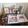 Image 1 : Framed Cat Art and Clock