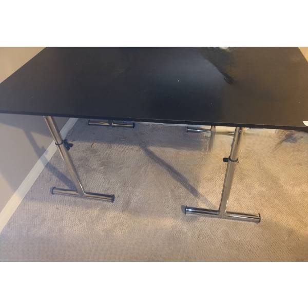 MDF Black Adjustable Computer Desk w Chrome Legs 59 w 31 1/2 d (adjustable height)