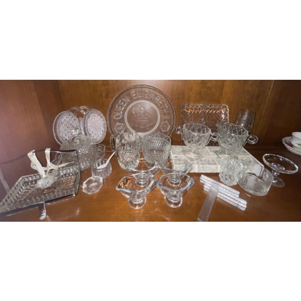 Bundle Of Vintage Glassware & Serving Decor  Napkin Weights Gravy Boats Humming Bird Butter Dish & M