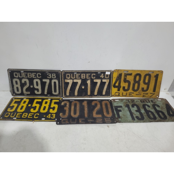 Vintage Quebec License Plates  
