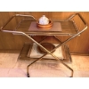 Image 1 : Metal and Wood Two-Tier Serving Cart with Casters
