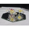 Image 5 : 3 Swarovski Crystal Flowers (2"L) 2 Yellow 1 Red, Sitting on Made in France Mirror