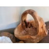 Image 3 : Burl Wood Basket, Burl Wood Bowl w Shell Lining.  Basket 9 dia, 9 h, 8 d.  