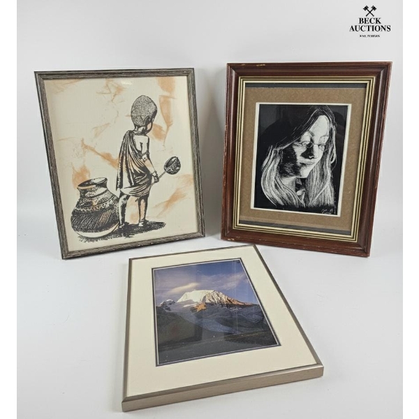 Three Framed Pieces Of Art , 16''*14'' , 14''*12'' , 14''*17''INCHES