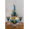 Image 1 : Vintage Hand Blown Italian Venetian Murano Aqua Blue Barware Glassware Empoli Style Dish Teal 22k Go