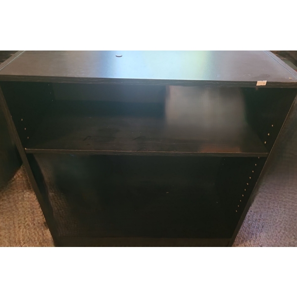 Two Black MDF Bookcases 30 W, 12 D, 32 T w/ Adjustable Shelf 