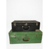 Image 1 : Two Vintage Storage Cases: Black Leatherette and Green Metal
