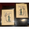 Image 2 : Framed Silk Embroidery Asian Folding Fans Wooden Buildings Decorative Table Accents