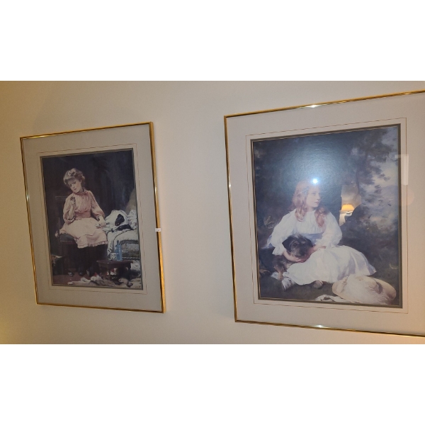 Framed Pics of Children w/ Dogs 22 X 26 