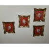 Image 1 : Set of 4 Framed Painted Porcelain Ovals 7 X 8, Framed (Frame Size)