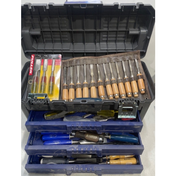 Portable Chest with a  Variety of Chisels