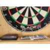 Image 3 : Winmau Dart Board and Custom Wooden Cabinet 27 w, 28 h, Includes Darts as Shown