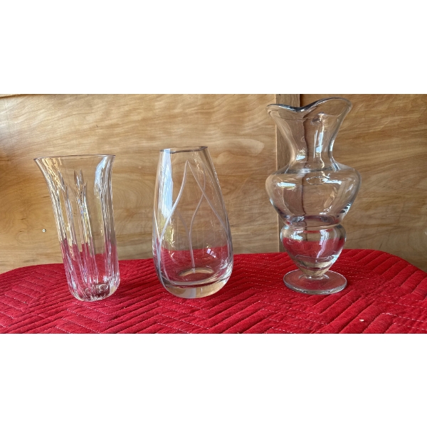 3 Glass Decorative Flower Vases