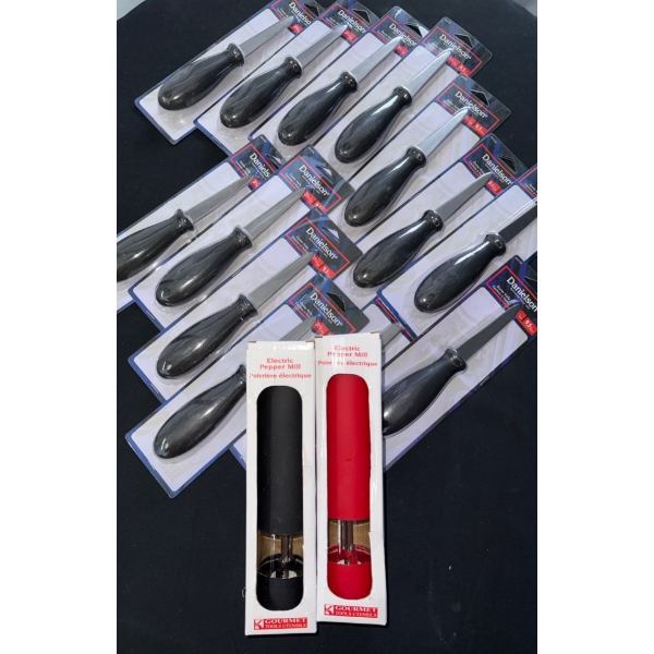 Oyster Shuckers Essentials - New Electronic Salt & Pepper Mills w/ Oyster Shucking Knives 