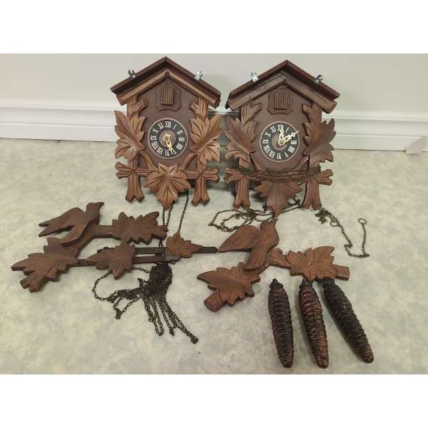 Two Cuckoo clocks (assembly and possible repairs required)