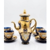 Image 5 : Hand-Painted Gold and Cobalt Blue Porcelain Tea Set