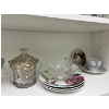Image 5 : Variety of vintage glassware, plates and dishes, plus vintage crystal butter dish. 