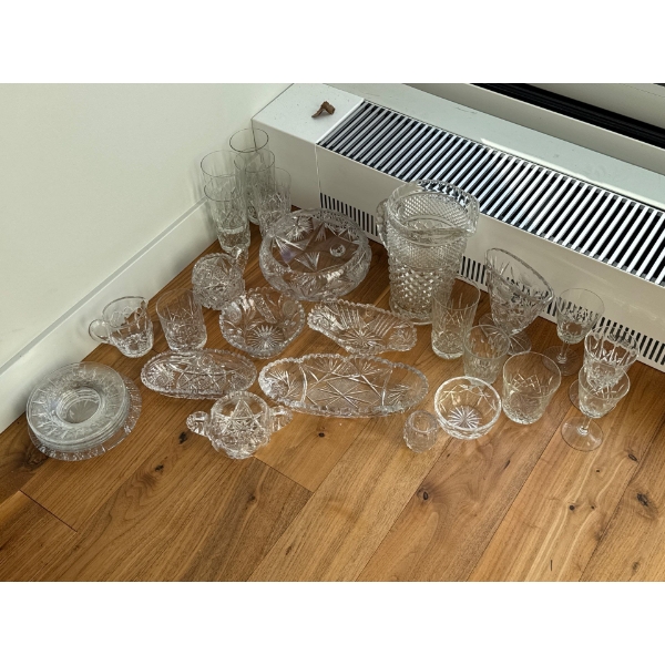 Stunning Pinwheel Crystal Collection - Jugs Basket Serving Plates & More