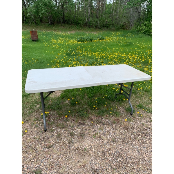 Folding Rectangular Table with Metal Legs