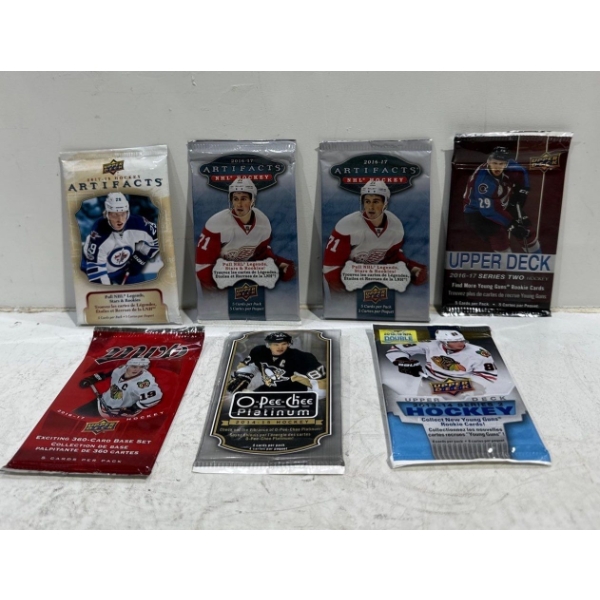 Unopened Packs (7) Various Brands Collector Hockey Cards